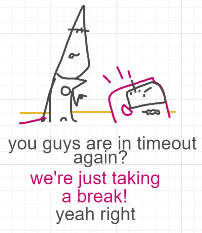 A panel from Running Duos, episode four of the Board Boards object show by Furretwalk/WalkingFurret.